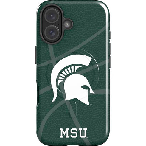 Michigan State University Green Basketball iPhone 16 Magsafe Impact Case