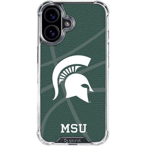 Michigan State University Green Basketball iPhone 16 Plus Clear Case