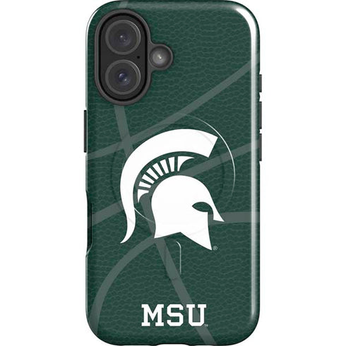 Michigan State University Green Basketball iPhone 16 Plus Magsafe Impact Case