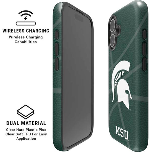 Michigan State University Green Basketball iPhone 16 Plus Magsafe Impact Case