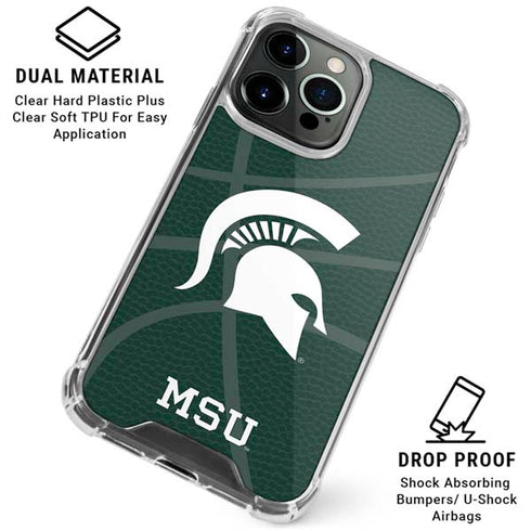 Michigan State University Green Basketball iPhone 16 Pro Clear Case