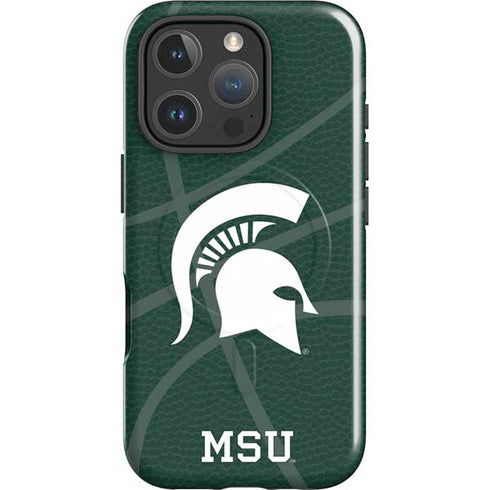 Michigan State University Green Basketball iPhone 16 Pro Magsafe Impact Case