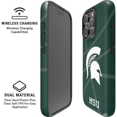Michigan State University Green Basketball iPhone 16 Pro Magsafe Impact Case