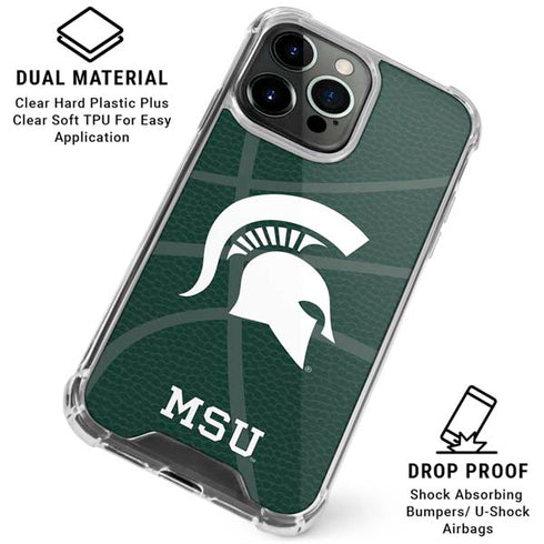 Michigan State University Green Basketball iPhone 16 Pro Max Clear Case