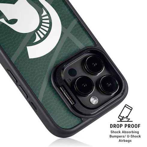 Michigan State University Green Basketball iPhone 16 Pro Max Kickstand Case