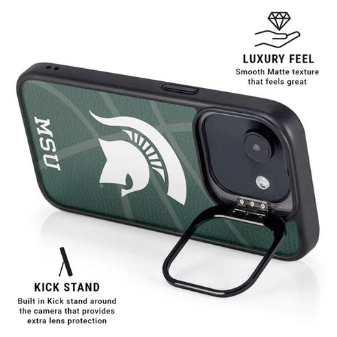 Michigan State University Green Basketball iPhone 16e Kickstand Case