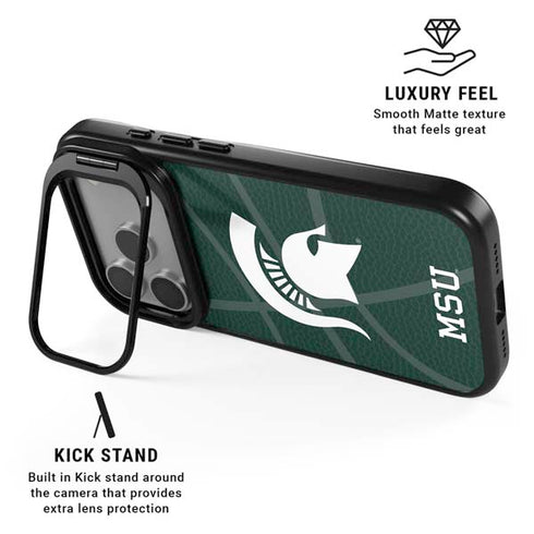 Michigan State University Green Basketball iPhone 17 Pro Max Kickstand Case