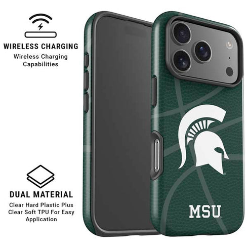 Michigan State University Green Basketball iPhone 17 Pro Max Magsafe Impact Case