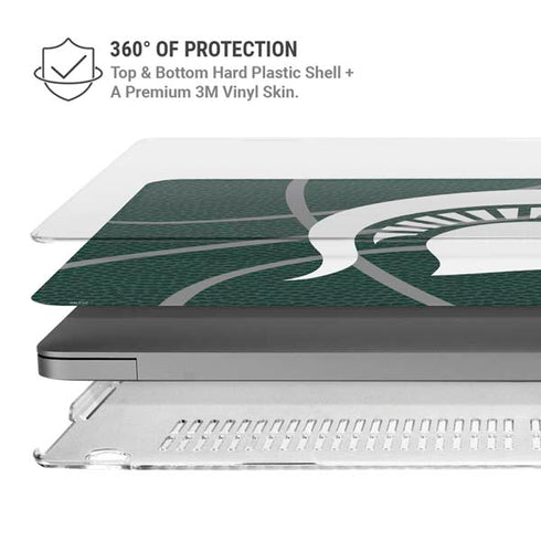 Michigan State University Green Basketball MacBook Pro 14in (2021-24) Case plus Skin
