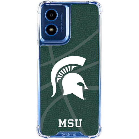 Michigan State University Green Basketball Moto G 5G (2024) Clear Case