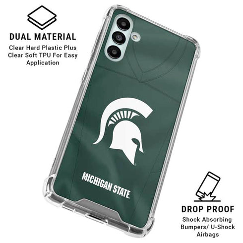 Michigan State University Green Jersey Galaxy A13 5G Clear Case