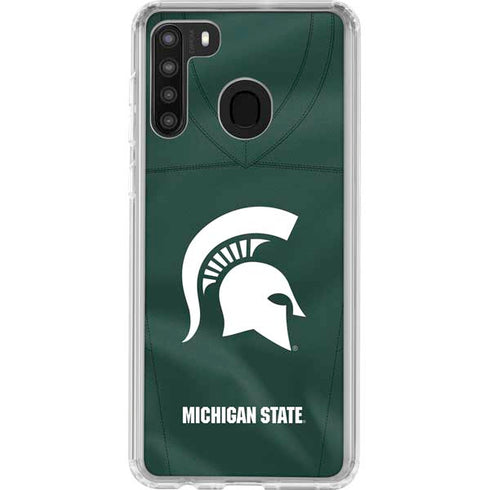 Michigan State University Green Jersey Galaxy A21 Clear Case