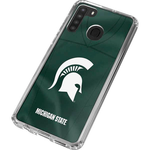 Michigan State University Green Jersey Galaxy A21 Clear Case