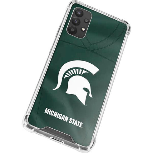 Michigan State University Green Jersey Galaxy A32 5G Clear Case
