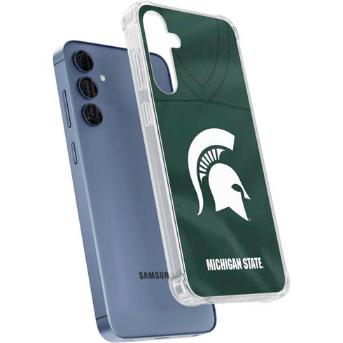 Michigan State University Green Jersey Galaxy A55 5G Clear Case
