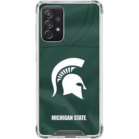 Michigan State University Green Jersey Galaxy A72 5G Clear Case