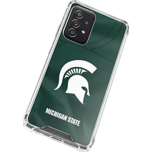 Michigan State University Green Jersey Galaxy A72 5G Clear Case