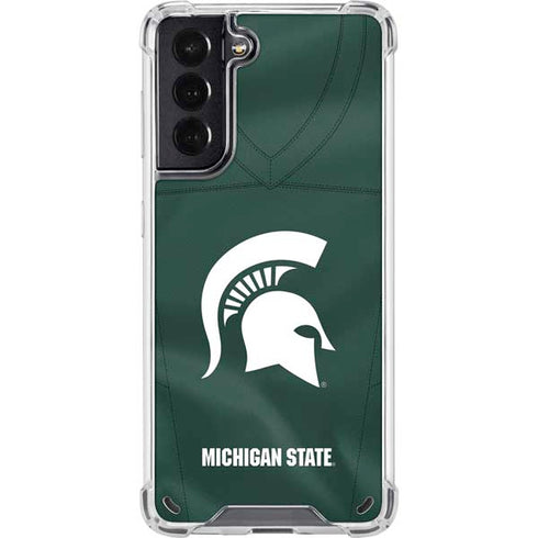 Michigan State University Green Jersey Galaxy S21 5G Clear Case