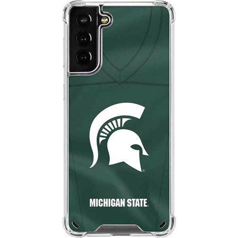 Michigan State University Green Jersey Galaxy S21 Plus 5G Clear Case