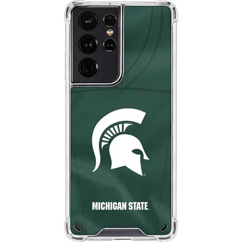 Michigan State University Green Jersey Galaxy S21 Ultra 5G Clear Case