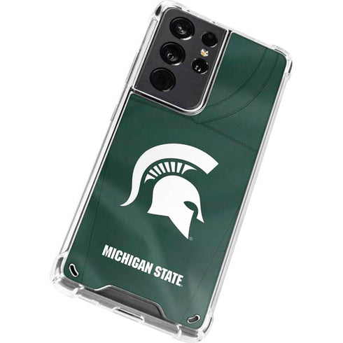 Michigan State University Green Jersey Galaxy S21 Ultra 5G Clear Case