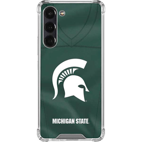 Michigan State University Green Jersey Galaxy S24 FE Clear Case