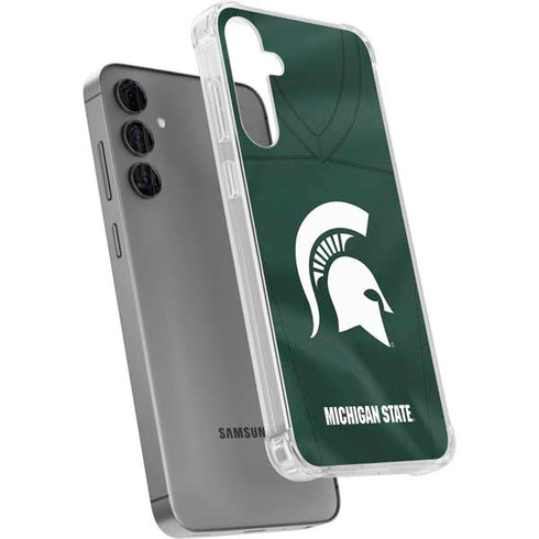 Michigan State University Green Jersey Galaxy S24 Plus Clear Case