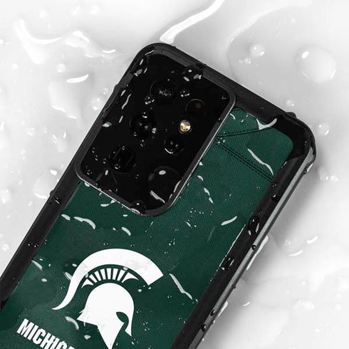 Michigan State University Green Jersey Galaxy S24 Ultra Waterproof Case