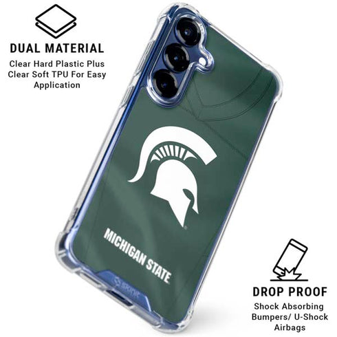 Michigan State University Green Jersey Galaxy S25 Clear Case