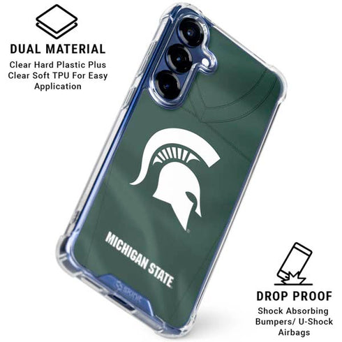 Michigan State University Green Jersey Galaxy S25 Plus Clear Case