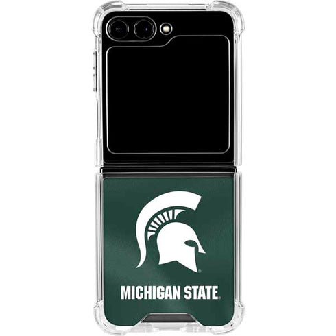 Michigan State University Green Jersey Galaxy Z Flip5 5G Clear Case