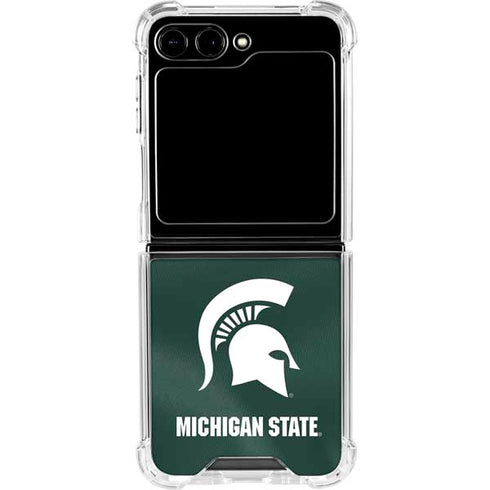 Michigan State University Green Jersey Galaxy Z Flip6 Clear Case