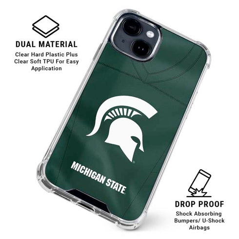Michigan State University Green Jersey iPhone 14 Plus Clear Case