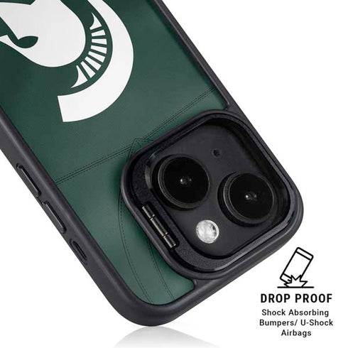 Michigan State University Green Jersey iPhone 15 Plus Kickstand Case