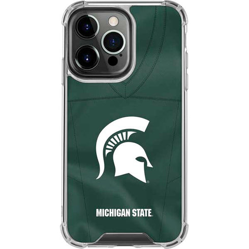 Michigan State University Green Jersey iPhone 15 Pro Clear Case