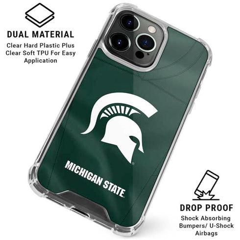 Michigan State University Green Jersey iPhone 15 Pro Clear Case