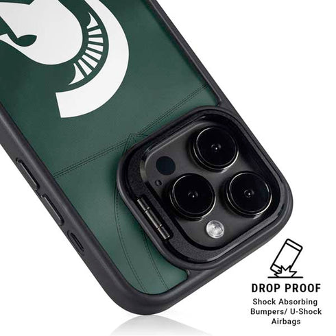 Michigan State University Green Jersey iPhone 15 Pro Kickstand Case