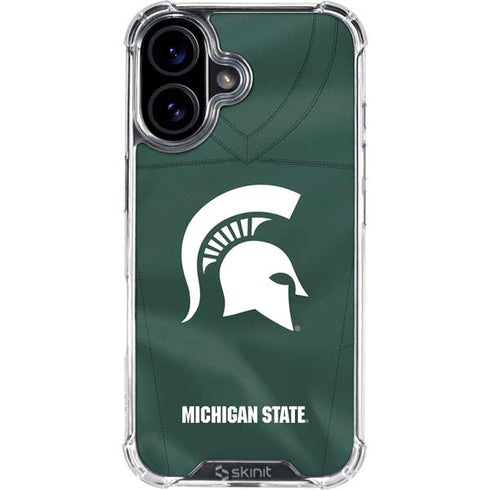 Michigan State University Green Jersey iPhone 16 Plus Clear Case