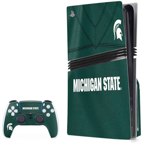 Michigan State University Green Jersey PS5 Pro Disk Bundle Skin
