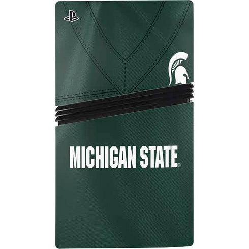 Michigan State University Green Jersey PS5 Pro Disk Console Skin