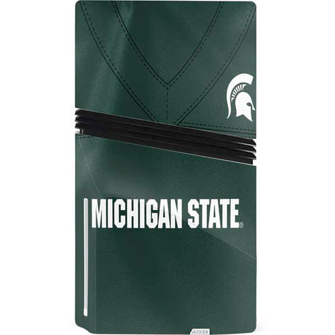 Michigan State University Green Jersey PS5 Pro Disk Console Skin