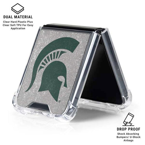 Michigan State University Grey Spartans Logo Galaxy Z Flip6 Clear Case