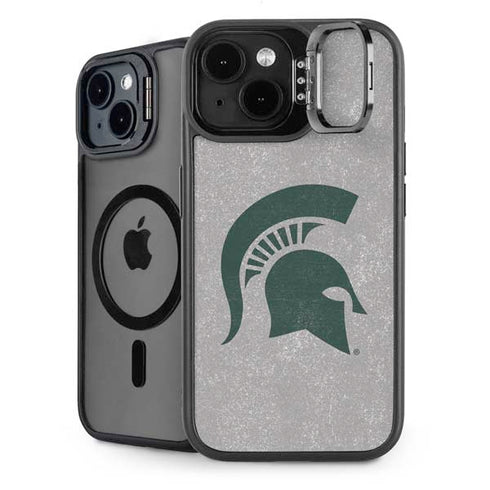 Michigan State University Grey Spartans Logo iPhone 15 Plus Kickstand Case
