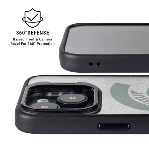 Michigan State University Grey Spartans Logo iPhone 15 Plus Kickstand Case