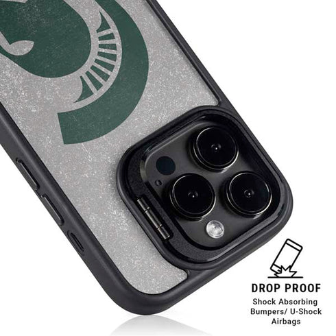 Michigan State University Grey Spartans Logo iPhone 15 Pro Max Kickstand Case