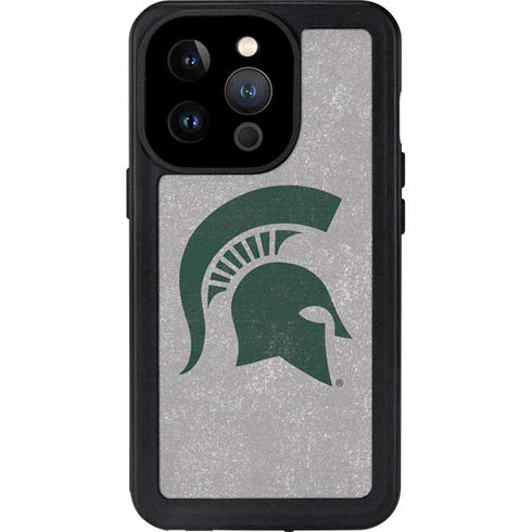 Michigan State University Grey Spartans Logo iPhone 15 Pro Waterproof Case