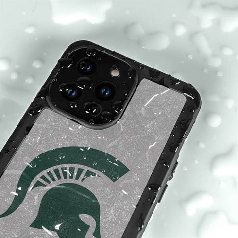 Michigan State University Grey Spartans Logo iPhone 15 Pro Waterproof Case