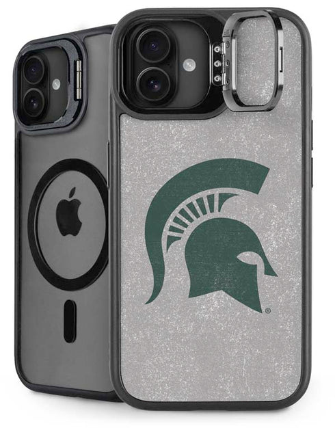 Michigan State University Grey Spartans Logo iPhone 16 Plus Kickstand Case