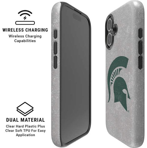 Michigan State University Grey Spartans Logo iPhone 16 Plus Magsafe Impact Case