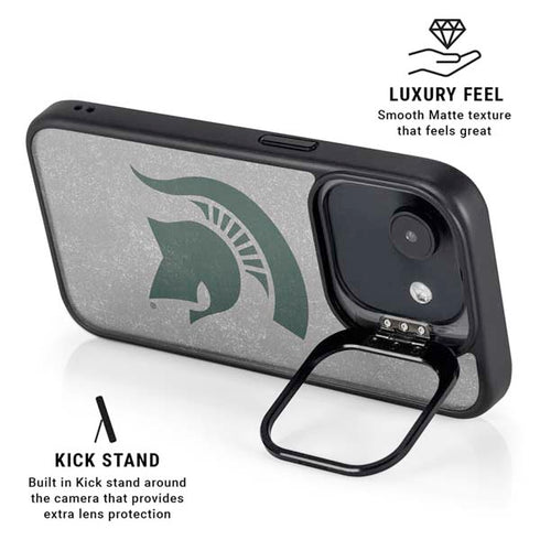 Michigan State University Grey Spartans Logo iPhone 16e Kickstand Case